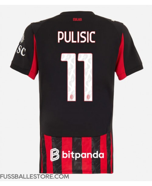 Günstige AC Milan Christian Pulisic #11 Heimtrikot Damen 2025-26 Kurzarm Günstige AC Milan Christian Pulisic #11 Heimtrikot Damen 2025-26 Kurzarm